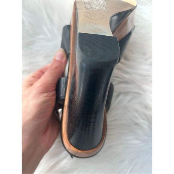 Michael Kors Josephine Wedge Heels Leather Shoes size 7.5 black and wood color - Picture 4 of 7